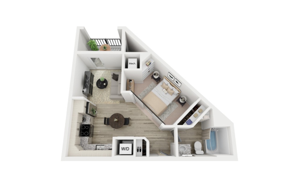 The Toile - Studio floorplan layout with 1 bathroom and 478 square feet